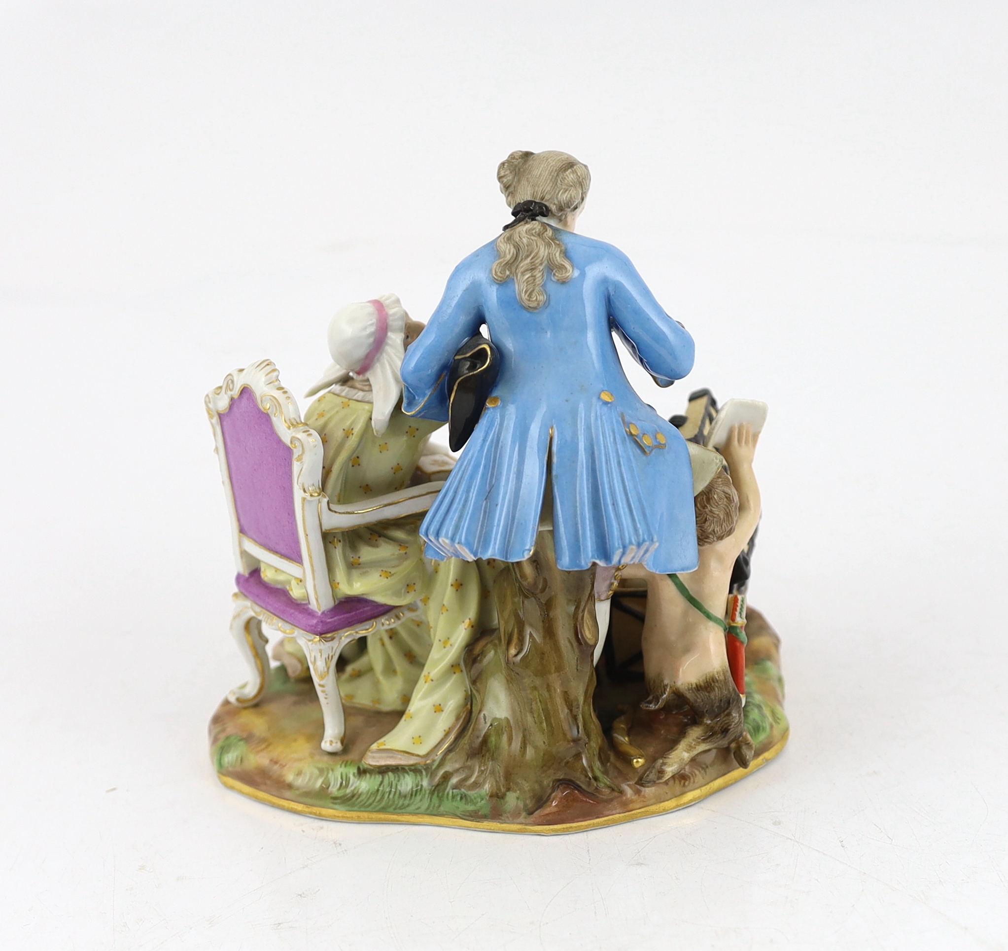 A Meissen group of an old woman and her young lover, 19th century, some restoration